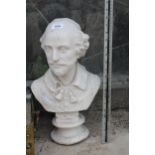 A PLASTER BUST OF A MALE FIGURE