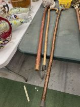 THREE WALKINGS STICKS TO INCLUDE ONE WITH A KINGFISHER HEAD