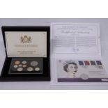 A COLLECTION OF STAMPS AND COINS TO INCLUDE A 2015 HER MAJESTY IN SERVICE £5 COIN AND STAMPS AND A