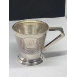 A HALLMARKED BIRMINGHAM SILVER CUP GROSS WEIGHT 75.5 GRAMS (ENGRAVED)
