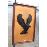 A WOODEN FRAMED 3D EAGLE WALL PLAQUE