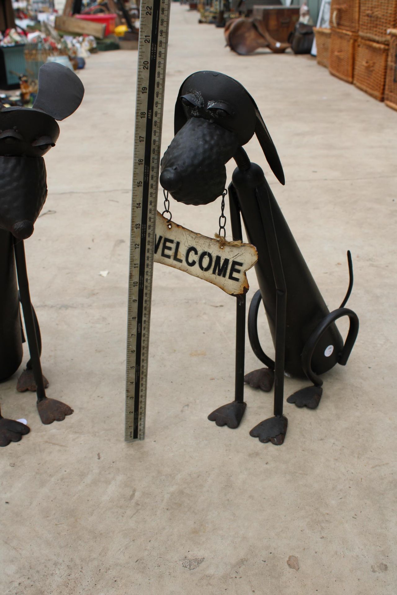 TWO METAL SEATED DOG FIGURES - Image 3 of 3