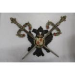 TWO VINTAGE SWORDS ON A CRESTED PLAQUE