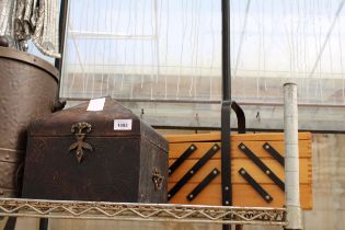 A DECORATIVE LIDDED BOX AND A CONCERTINE SEWING BOX