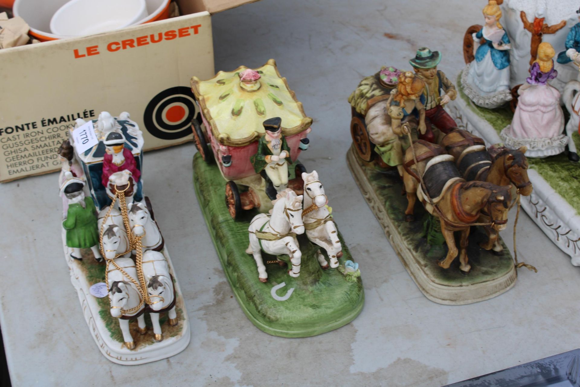 FOUR VARIOUS CERAMIC HORSE AND CART FIGURES - Image 3 of 3