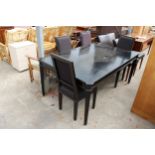A LAURA ASHLEY HENSHAW EXTENDING DINING TABLE 69" X 45" (LEAF 19.5") AND FOUR DINING CHAIRS WITH