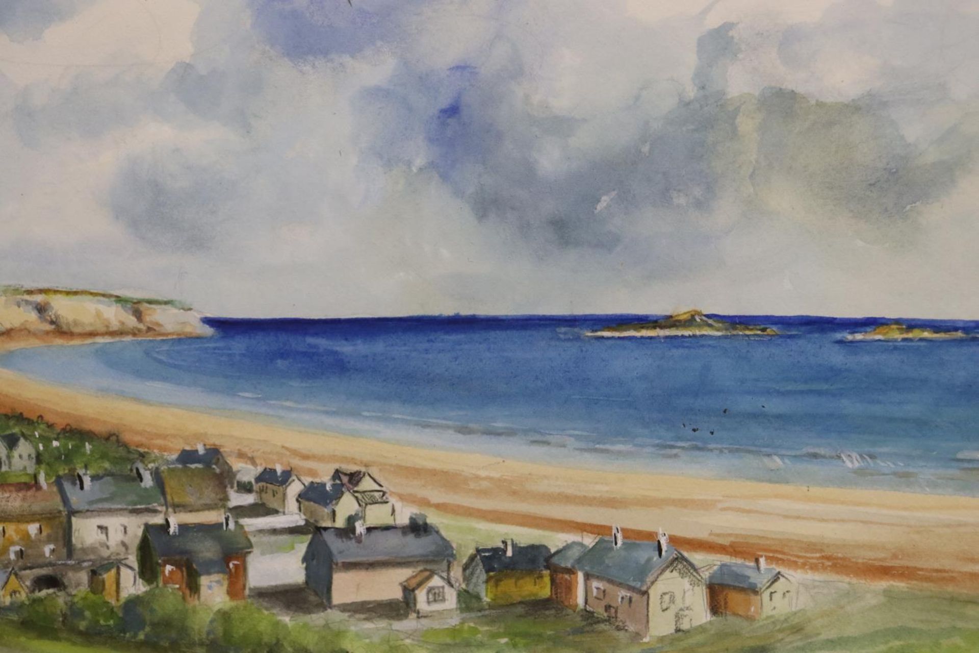 A FRAMED WATERCOLOUR OF A COASTAL BEACH SCENE, SIGNED T.CRITCHLEY DAVIES '81 - Image 3 of 3