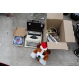 CHRISTMAS TEDDY, PTX LEADS, IMPERIAL 2000 PORTABLE TYPEWRITER AND QUANTITY OF SPEAKER WIRES