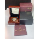 A 2018 THE SOVEREIGN GOLD PROOF LIMITED EDITION NUMBER 2,555 OF 10,500 IN A WOODEN BOXED CASE