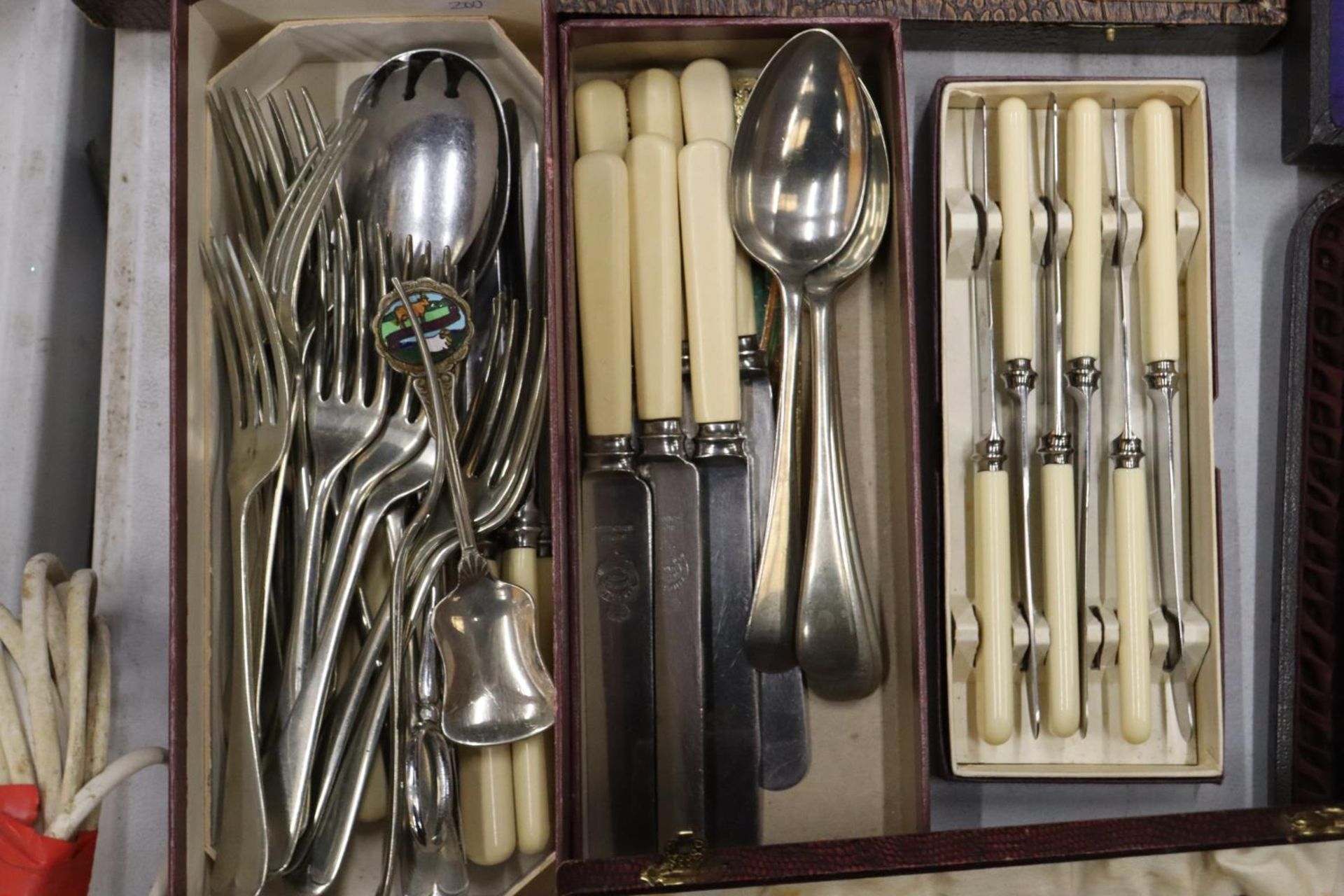 A LARGE QUANTITY OF CUTLERY TO INCLUDE A CHEESE KNIFE, FISH KNIFE AND FORK, SERVING SPOONS, ETC., - Image 3 of 7