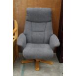 A MODERN DUNELM RECLINER SWIVEL CHAIR