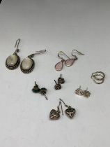 SEVEN PAIRS OF SILVER EARRINGS