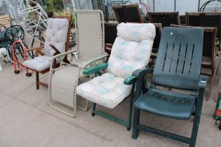 FOUR VARIOUS FOLDING GARDEN CHAIRS