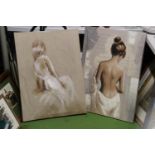 TWO LARGE CANVAS PRINTS OF LADIES