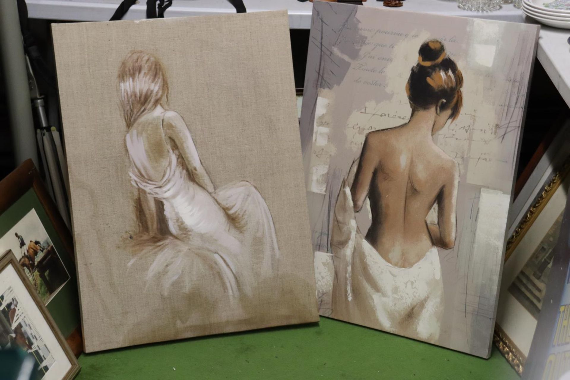 TWO LARGE CANVAS PRINTS OF LADIES