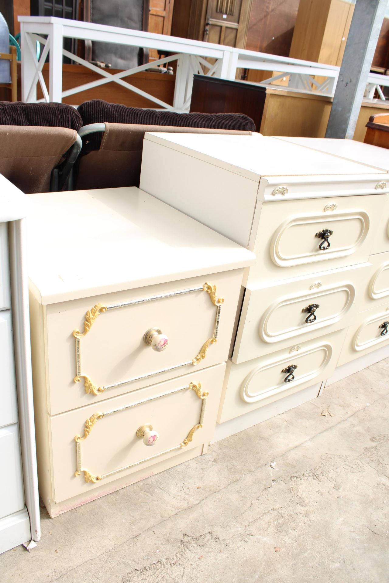 A PAIR OF MODERN CREAM BEDSIDE CHESTS AND ONE OTHER - Image 2 of 2