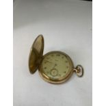 A GERMAN GOLD PLATED POCKET WATCH SEEN WORKING BUT NO WARRANTY