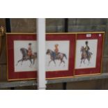 THREE FRAMED PRINTS OF SOLDIERS ON HORSE BACK