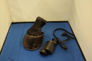 TWO VINTAGE ITEMS TO INCLUDE A MONOCULAR AND A HORSES HOOF
