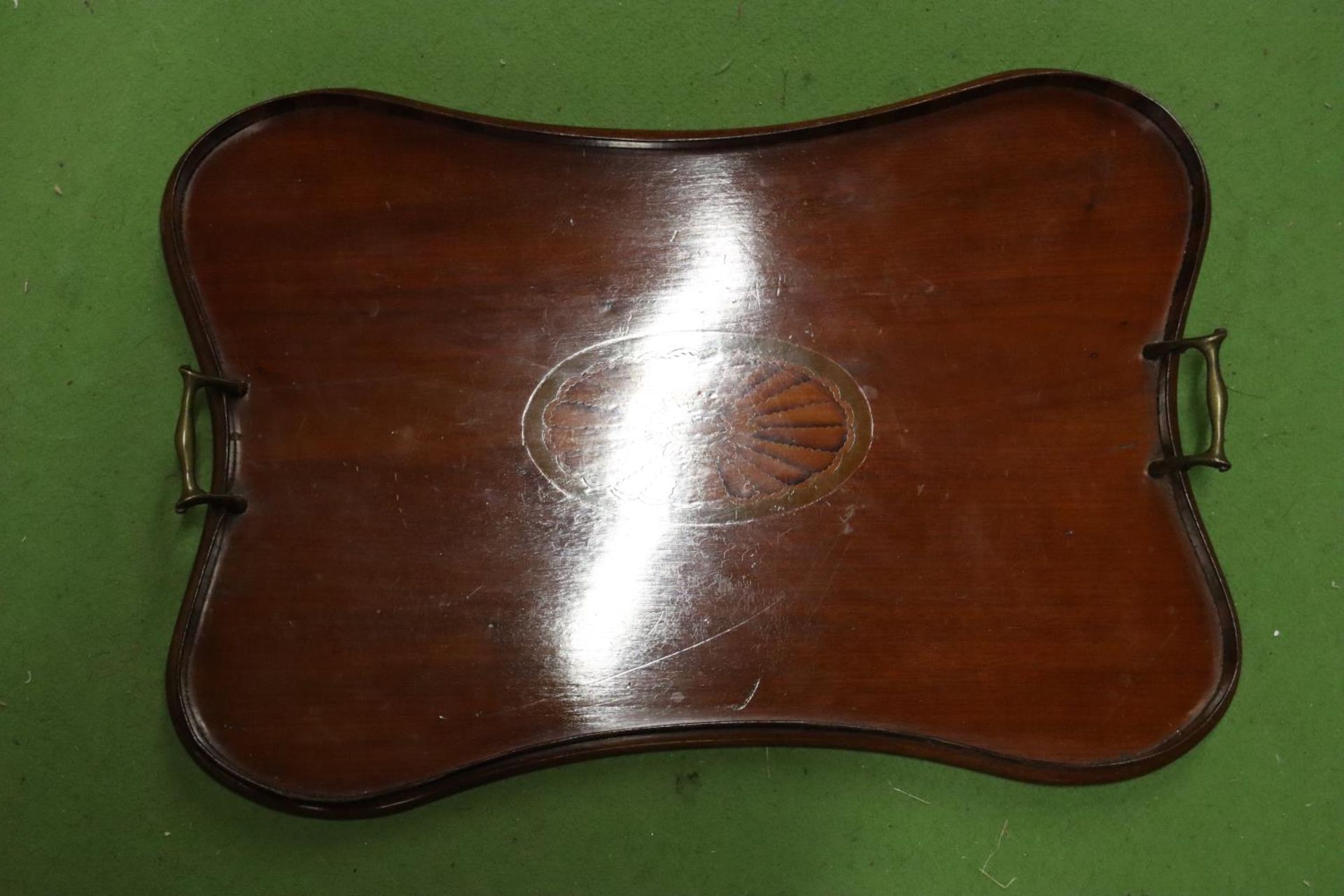 A VICTORIAN INLAID MAHOGANY TRAY