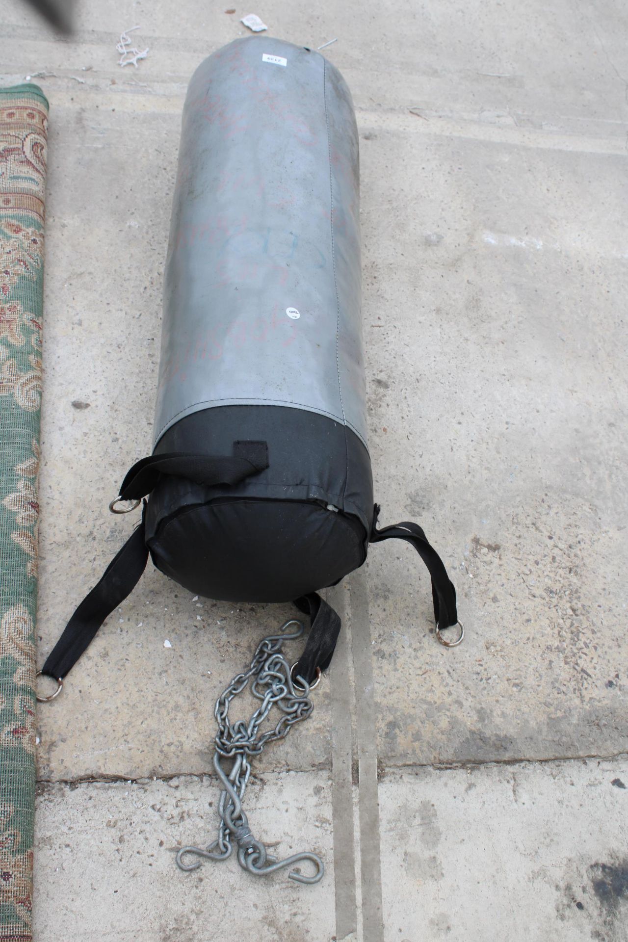 A CEILING SUSPENDED PUNCH BAG