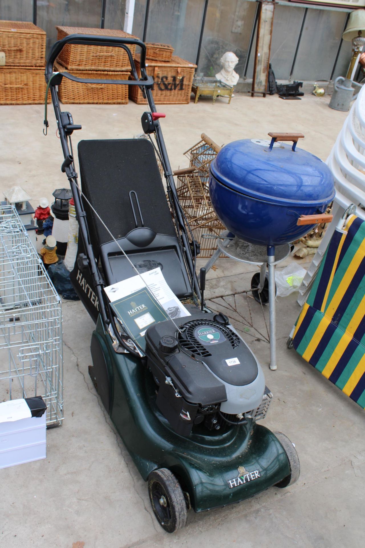 A HAYTER HARRIER 41 PETROL LAWN MOWER WITH KEY START