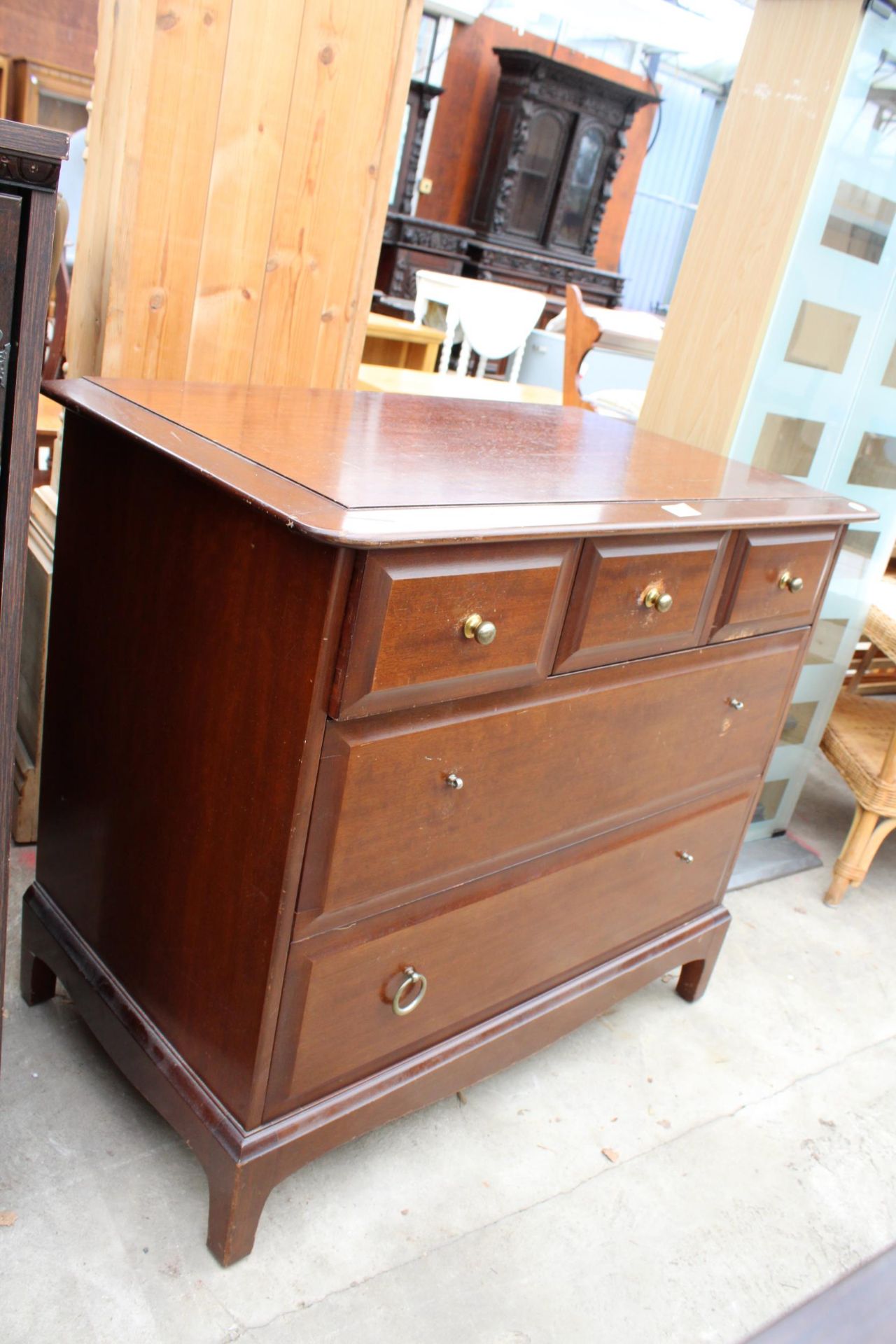 A STAG MINSTREL CHEST OF THREE SHORT AND TWO LONG DRAWERS, 32" WIDE - Image 2 of 4