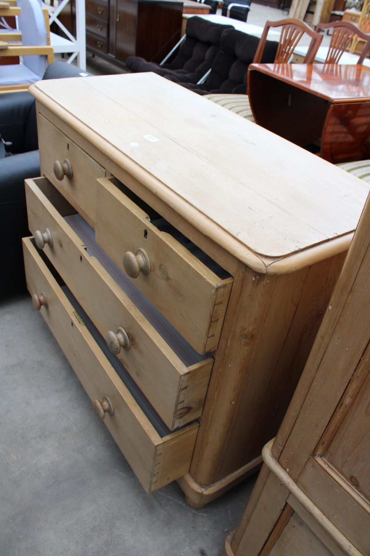 A VICTORIAN PINE CHEST OF TWO SHORT AND TWO LONG DRAWERS, 41" WIDE - Image 2 of 2