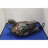 A TIFFANY STYLE LAMP IN THE FORM OF A DUCK (A/F SEE PHOTO)
