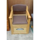 A GORDON ELLIS AND CO COMMODE CHAIR ENCLOSING PORTA POTTI QUBE