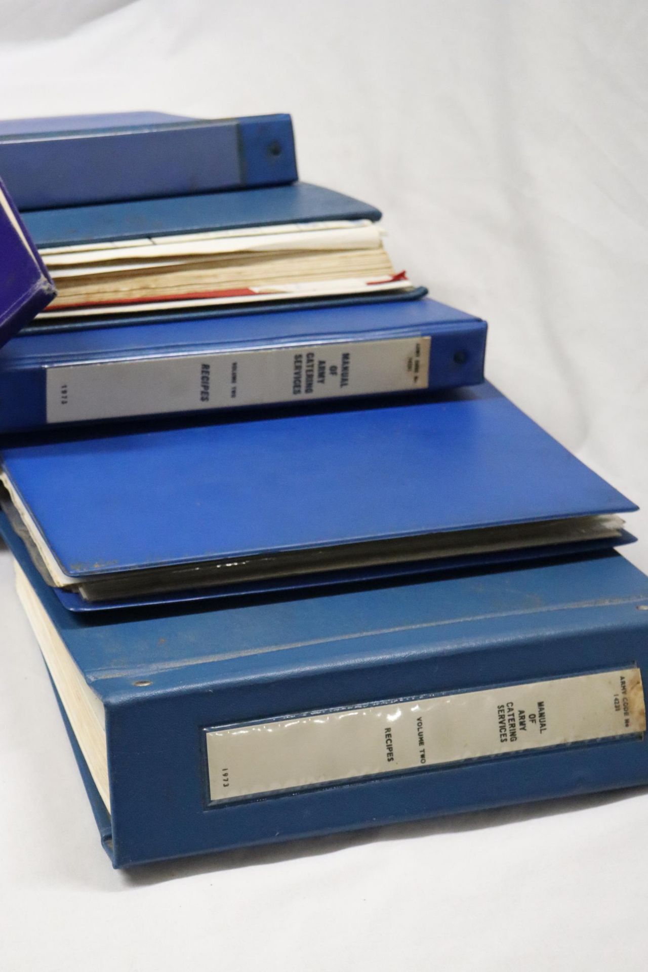 A FIVE VOLUME COLLECTION HOUSED IN BLUE BINDERS