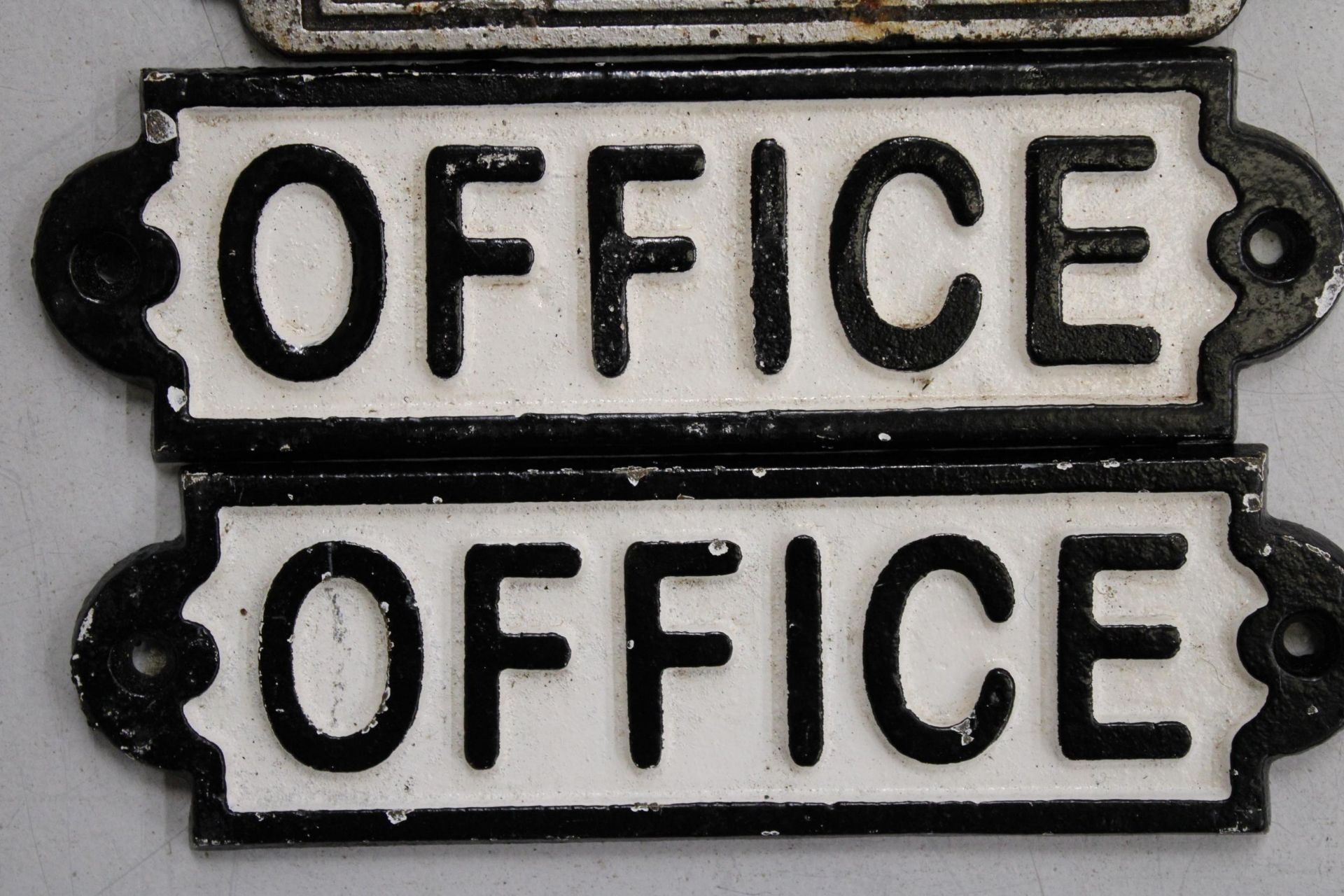 THREE CAST IRON SIGNS, TWO 'OFFICE' AND ONE 'PRIVATE', LENGTH 17CM - Image 2 of 4