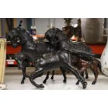 FOUR VINTAGE LEATHER HORSES - 1 A/F