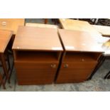 A PAIR OF RETRO TEAK EFFECT AVALON BEDSIDE LOCKERS