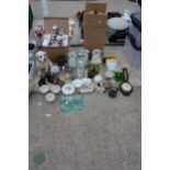 AN ASSORTMENT OF ITEMS TO INCLUDE CERAMIC JUGS, TRINKETS AND A BAROMETER ETC