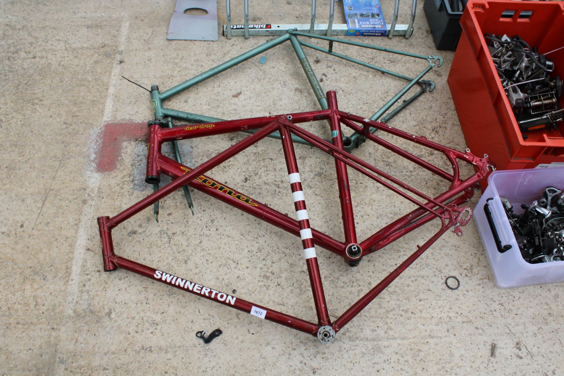 THREE VARIOUS BIKE FRAMES TO INCLUDE A SWINNERTON AND A MOORLAND ETC