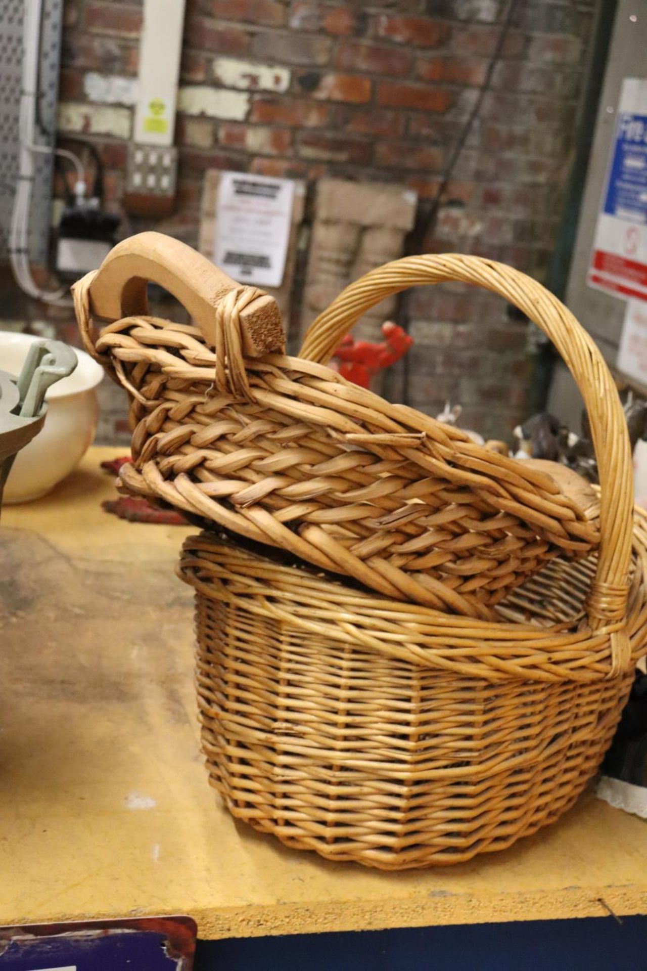 TWO VINTAGE WOODEN BASKETS - Image 4 of 4