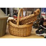 TWO VINTAGE WOODEN BASKETS