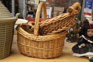 TWO VINTAGE WOODEN BASKETS
