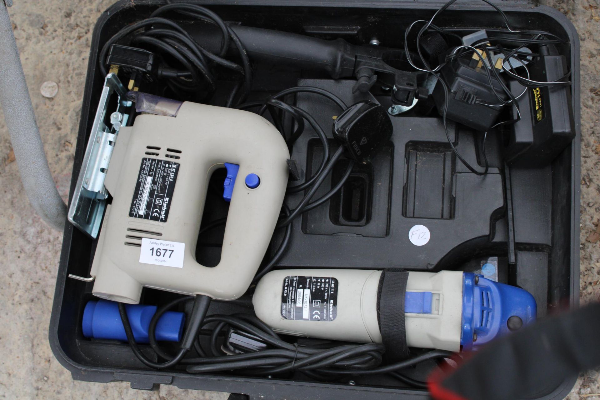 A CASED EINHELL POWER TOOL SET COMPRISING OF A JIGSAW, SANDER, DRILL AND GRINDER - Image 3 of 3