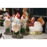 A COLLECTION OF HENS, A TURKEY AND A COCKEREL