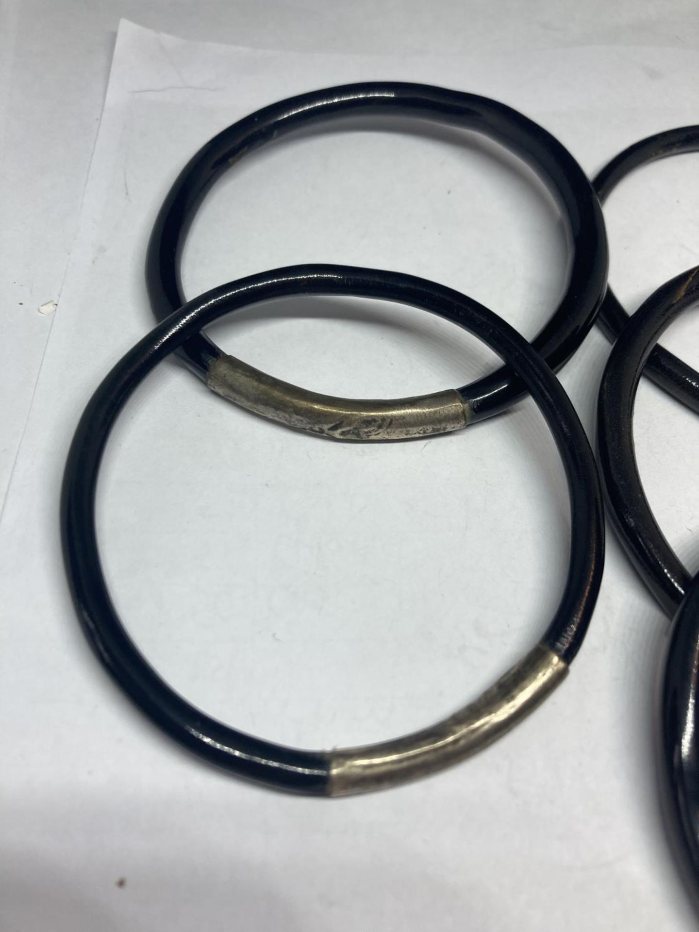 FIVE BANGLES POSSIBLY SILVER AND EBONY - Image 3 of 3