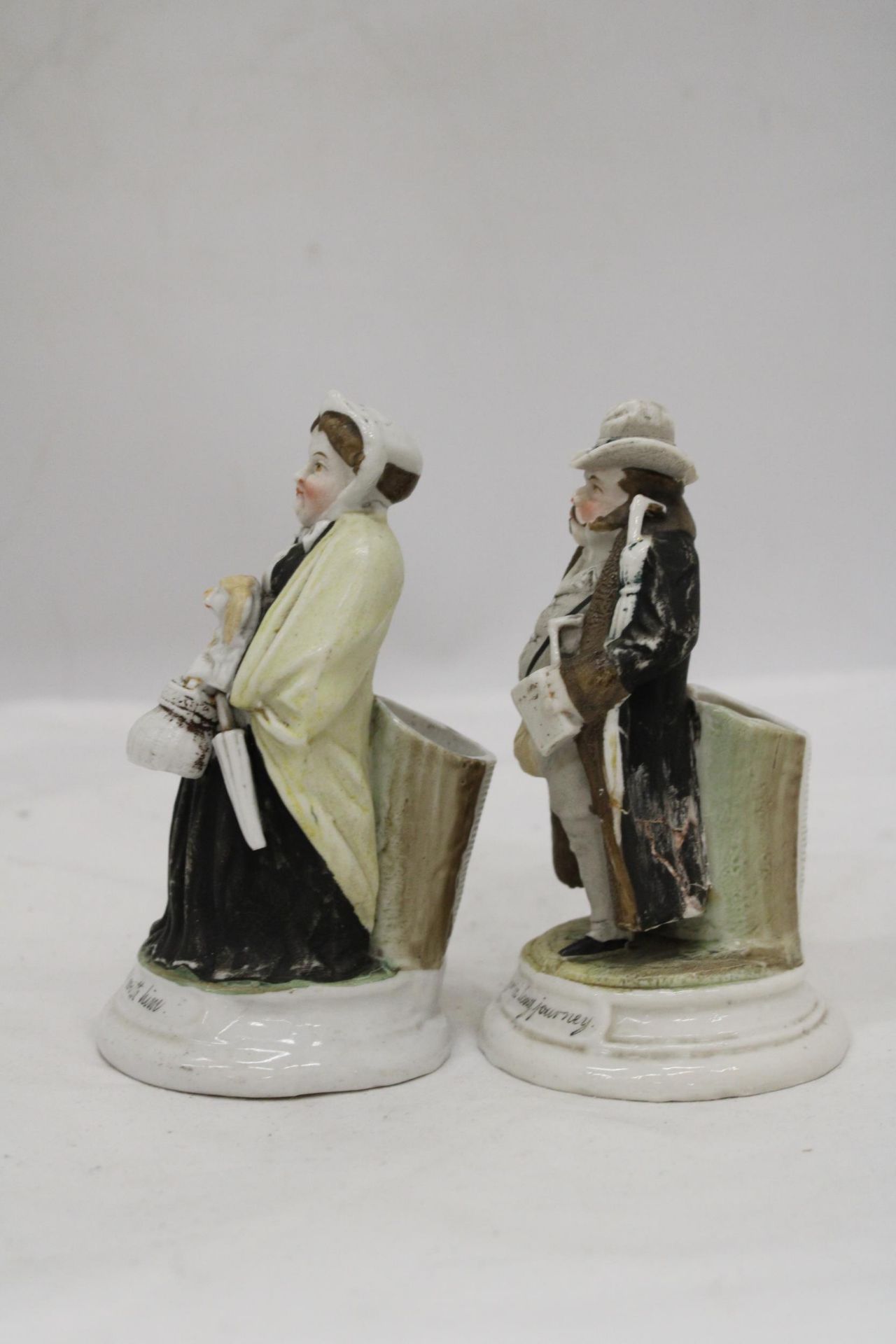 TWO ORIGINAL CONTA AND BOHME GERMAN FAIRINGS MATCHSTICK HOLDERS, 'I AM STARTING FOR A LONG JOURNEY', - Image 5 of 6