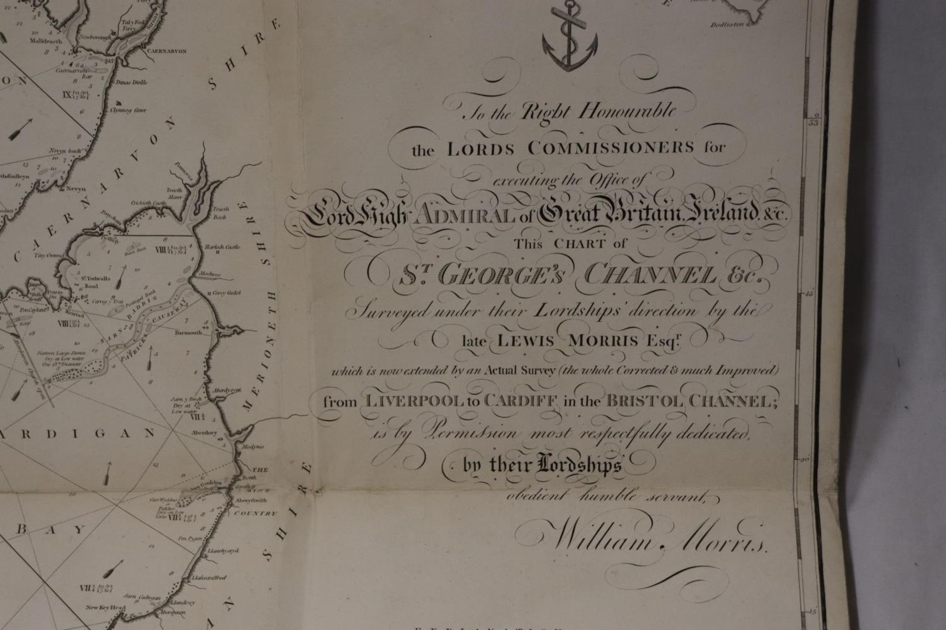 MORRIS (LEWIS) FOLD OUT MAP OF ST.GEORGES CHANNEL PUBLISHED 25TH NOVEMBER 1800 BY WILLIAM MORRIS, 92 - Image 5 of 7