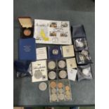 A SELECTION OF UK DECIMAL AND PRE-DECIMAL COINS, TO INCLUDE FOUR 925 SILVER £1 COOINS, VARIOUS 2