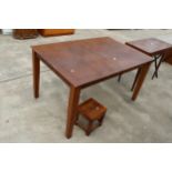 A LATE 20TH CENTURY DINING TABLE AND AN INDONESIAN WOOD STOOL
