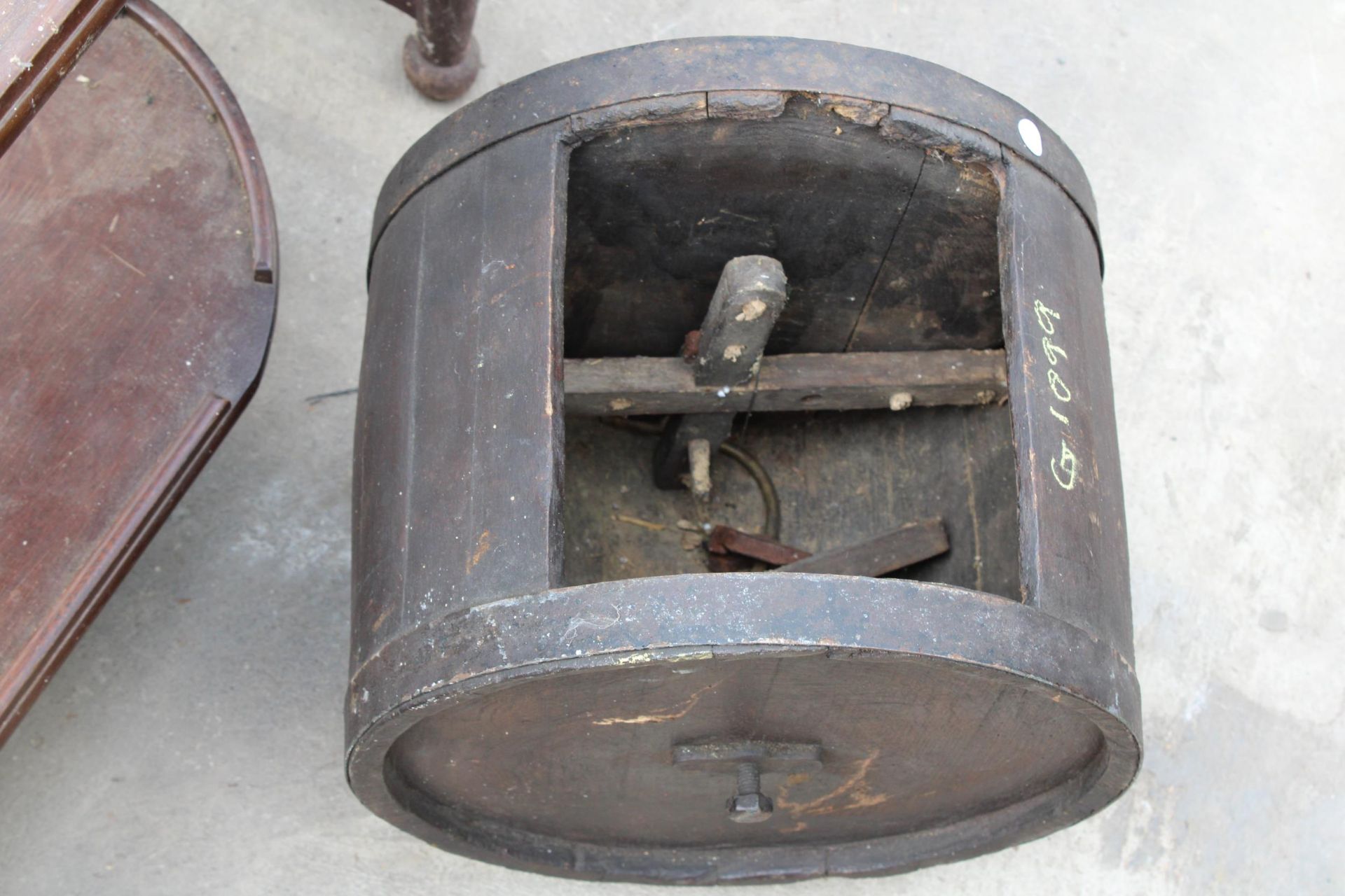 A BUTTER CHURN CARCASS, TWO TIER TROLLEY AND A PAIR OF DRESSING TABLE MIRRORED CORNERS - Image 3 of 4