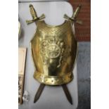 A LARGE BRASS, SHIELD AND SWORDS, PLAQUE