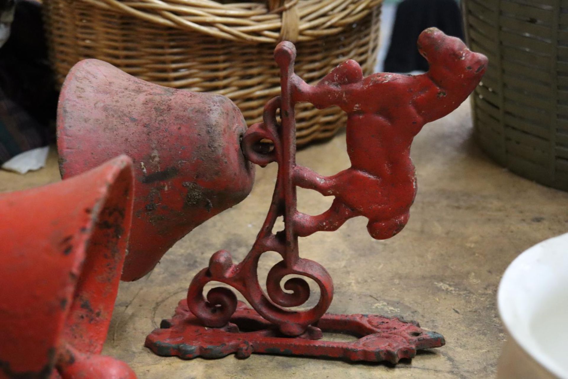 TWO CAST IRON HORSE BELLS - Image 3 of 4