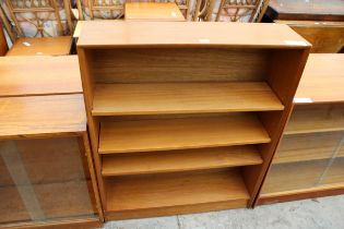 A RETRO TEAK GIBBS FURNITURE FOUR TIER OPEN BOOKCASE, 36" WIDE